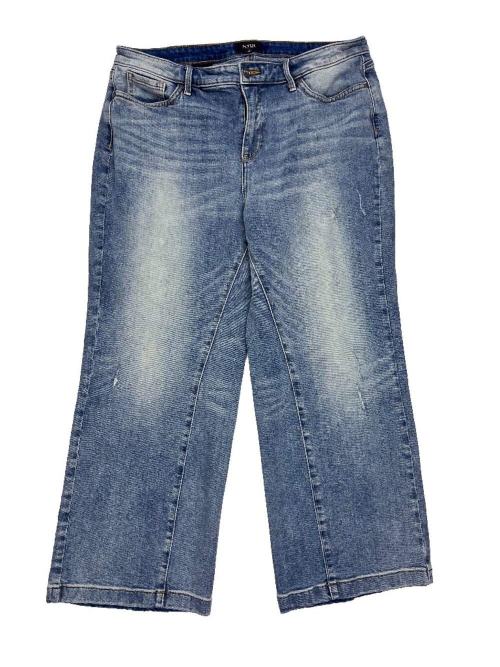NYDJ Wide Leg Distressed Lift Tuck High Rise Stretch Jeans Womens 14